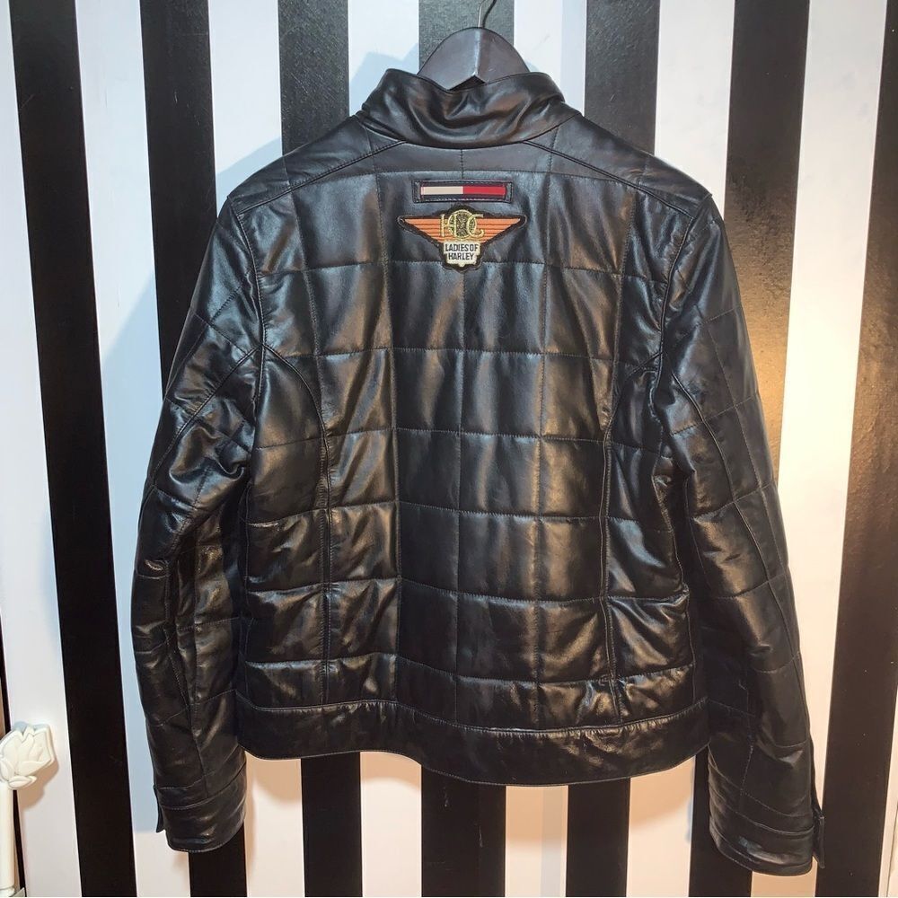 Customized LADIES OF HARLEY Vintage 90s Tommy Hilfiger Quilted Leather Jacket